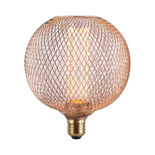 נורה מעוצבת גימור נחושת TIFFANY ROUND 4W תאורת אווירה חמה