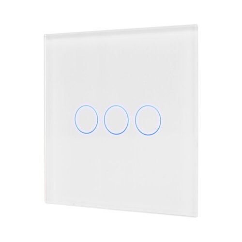 מתג טאץ' חכם לתאורה 3 לחצנים זכוכית לבנה WIFI 60mm