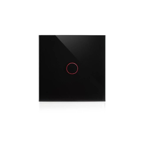 מתג טאץ' חכם לתאורה לחצן אחד זכוכית שחורה WIFI 60mm