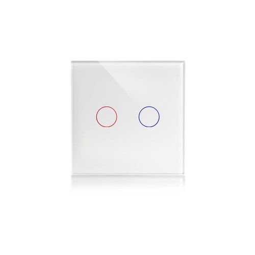 מתג טאץ' חכם לתאורה 2 לחצנים זכוכית לבנה WIFI 60mm