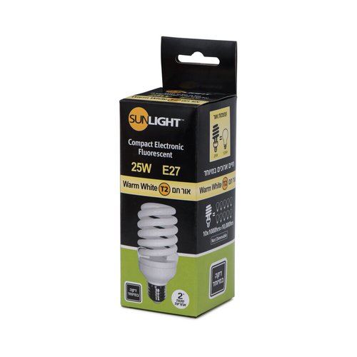 נורת מיני ספירל 25W E27 אור חם