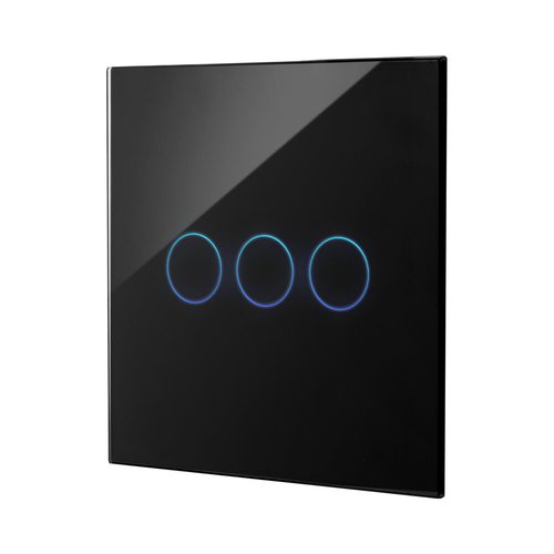 מתג טאץ' חכם לתאורה 3 לחצנים זכוכית שחורה WIFI 60mm