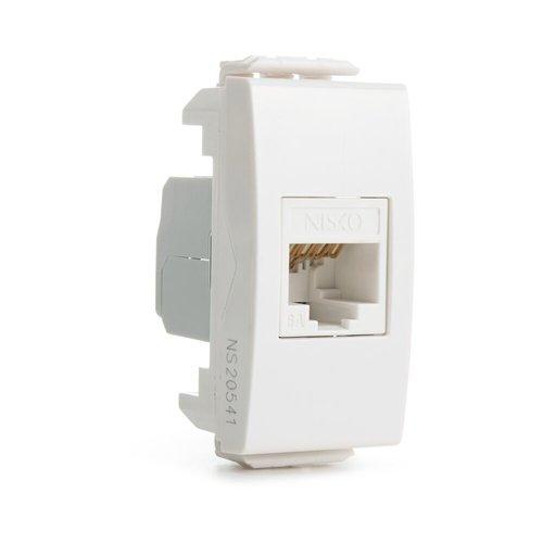 שקע מחשב לא מסוכך RJ45 CAT6A UTP, לבן 1M ניסקו סוויץ'