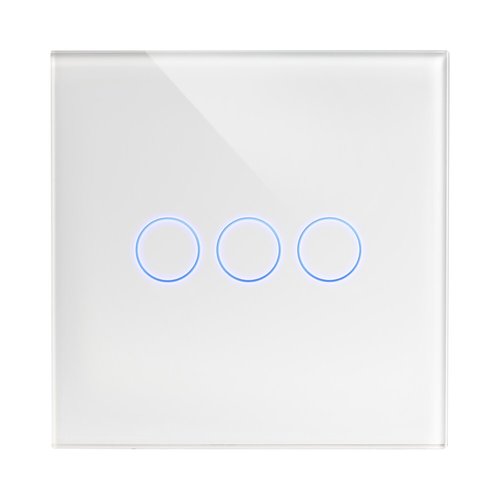 מתג טאץ' חכם לתאורה 3 לחצנים זכוכית לבנה WIFI 60mm