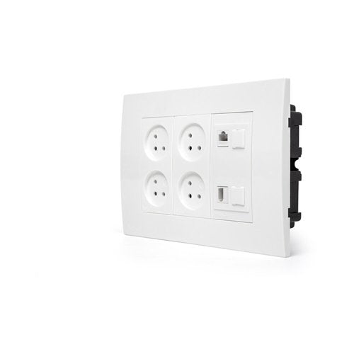 עמדת HOME & OFFICE תחת הטיח 6 מודול, 4 שקעים, 1 מחשב 1 טלפון