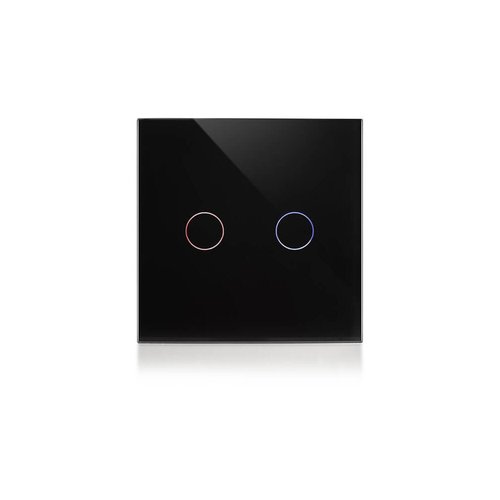 מתג טאץ' חכם לתאורה 2 לחצנים זכוכית שחורה WIFI 60mm