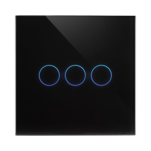 מתג טאץ' חכם לתאורה 3 לחצנים זכוכית שחורה WIFI 60mm