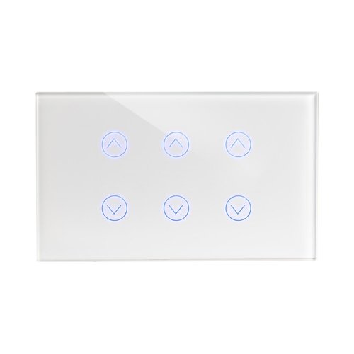 מתג טאץ' חכם ל-3 תריסים זכוכית לבנה 3 מודול ZIGBEE