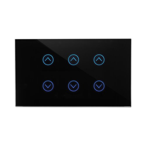 מתג טאץ' חכם ל-3 תריסים זכוכית שחורה 3 מודול WIFI