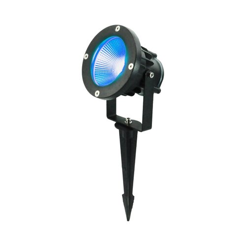 דוקרן לד לגינה שחור 12W 12V כבל 1.5 מטר אור כחול